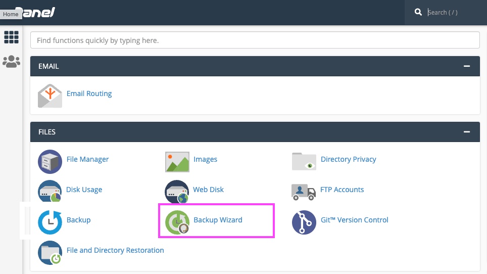 Cpanel how to use backup wizard